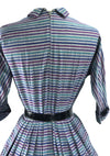 1950's Slate, Blue, Jade & Purple Striped Dress - New!