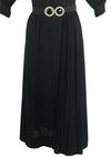 Dramatic 1940s Deadstock Black Rayon Dress with Swag- New!