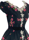Vibrant 1950s Pink Oriental Poppies Cotton Dress- New!
