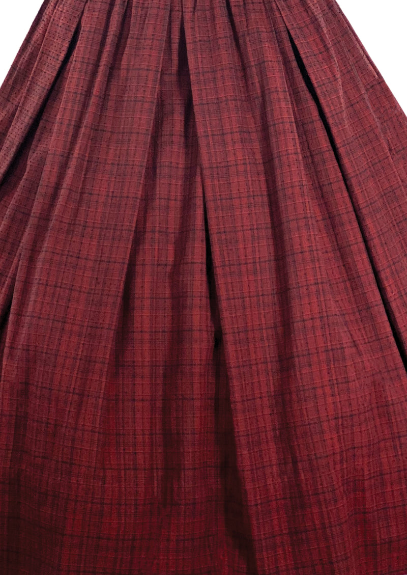 Late 1950s to Early 1960s Red Plaid Cotton Dress- New!
