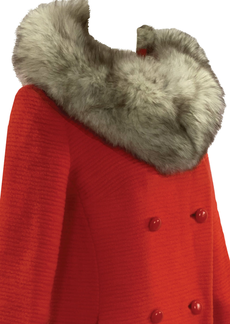 Vintage 1960s Tomato Red Wool Lilli Ann Coat - New!