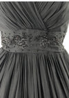 Early 1960s Black Beaded Silk Chiffon Party Dress- New!