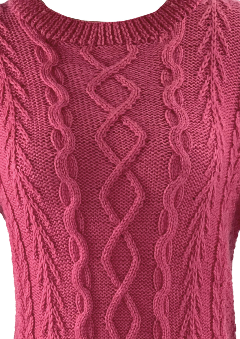 Vintage 1980s Rouge Pink Cable Knit Dress- NEW!