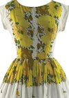 Late 1950s to Early 1960s Yellow Roses Cotton Dress - New!