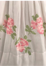 1950s Pink Roses Embroidered Cotton Dress- New!