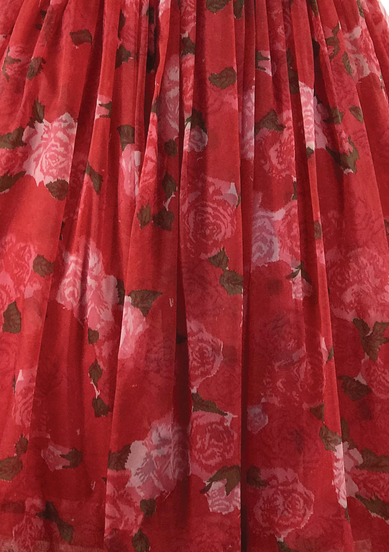 1950s Jerry Gilden Designer Roses Chiffon Dress - New!