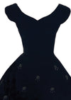 Vintage 1950s Beaded Black Velvet and Taffeta Cocktail Dress - New!