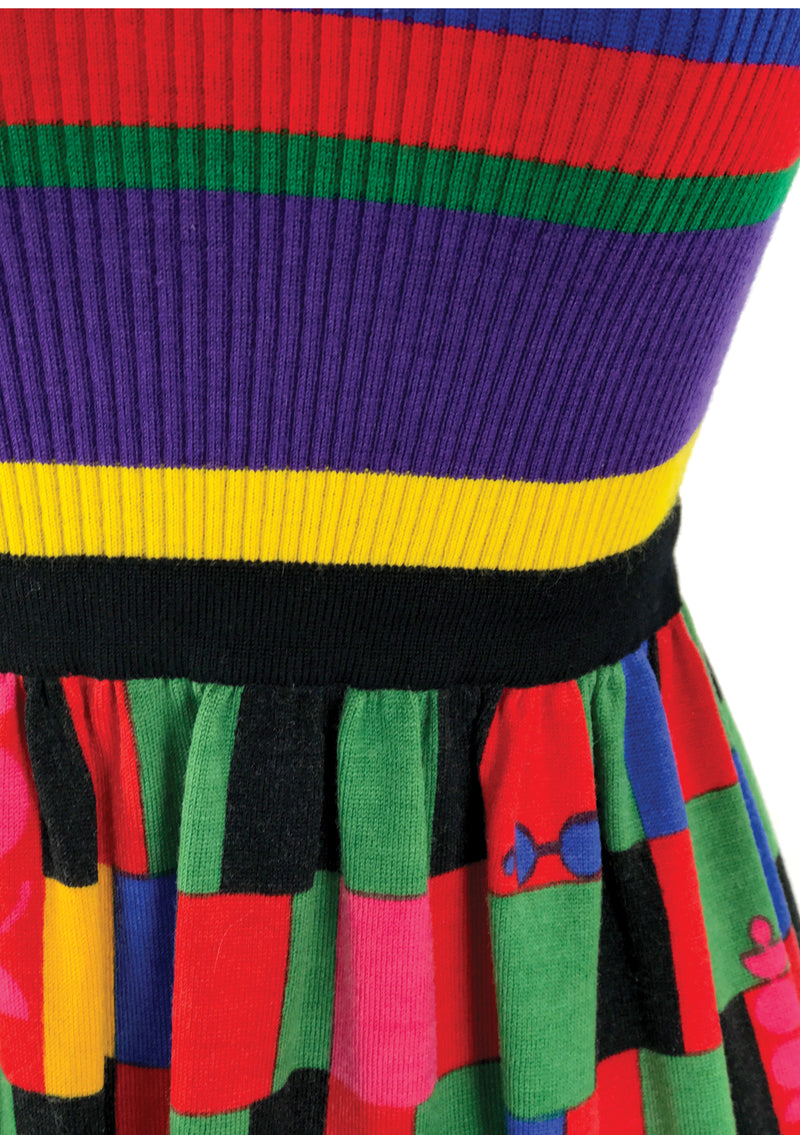 1960s Colour Block Designer Knit Dress- New! Coutura Vintage 1960s Colour Block Designer Knit Dress- New! Coutura Vintage