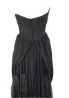 1950s Black Designer Black Silk Chiffon Cocktail Dress - New!