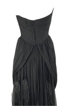 1950s Black Designer Black Silk Chiffon Cocktail Dress - New!