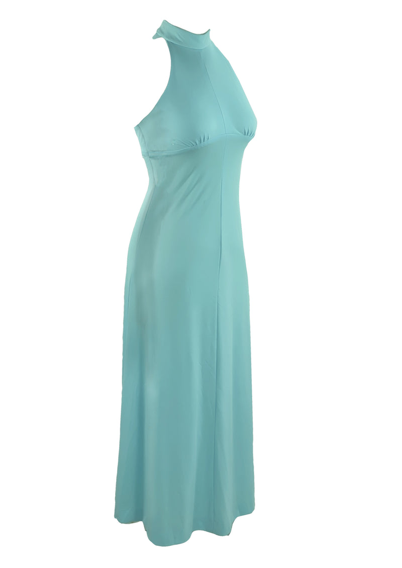 Vintage 1970s Blue Hooded Maxi Dress Ensemble - NEW!