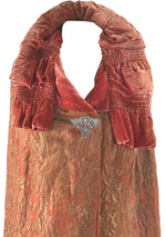 Vintage 1920s Tangerine Silk Velvet & Lame Cape - New!