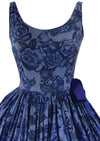 Early 1960s Blue Rose Print Cotton Dress- NEW!