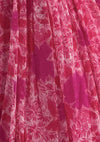 Vintage 1950s Fuchsia Pink Rose Print Chiffon Dress - New!