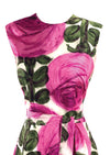 1960s Pink Rose Print Silk Dress - New!