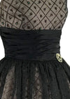 Vintage 1950s Black Flocked Chiffon Glitter Party Dress - New!