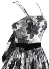 Late 1950s B&W Floral Print Cotton Sundress New!