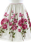 Early 1960s Pink Roses on White Pique Cotton Dress- New!