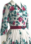 Vintage 1950s Long Stem Roses Cotton Dress- New!