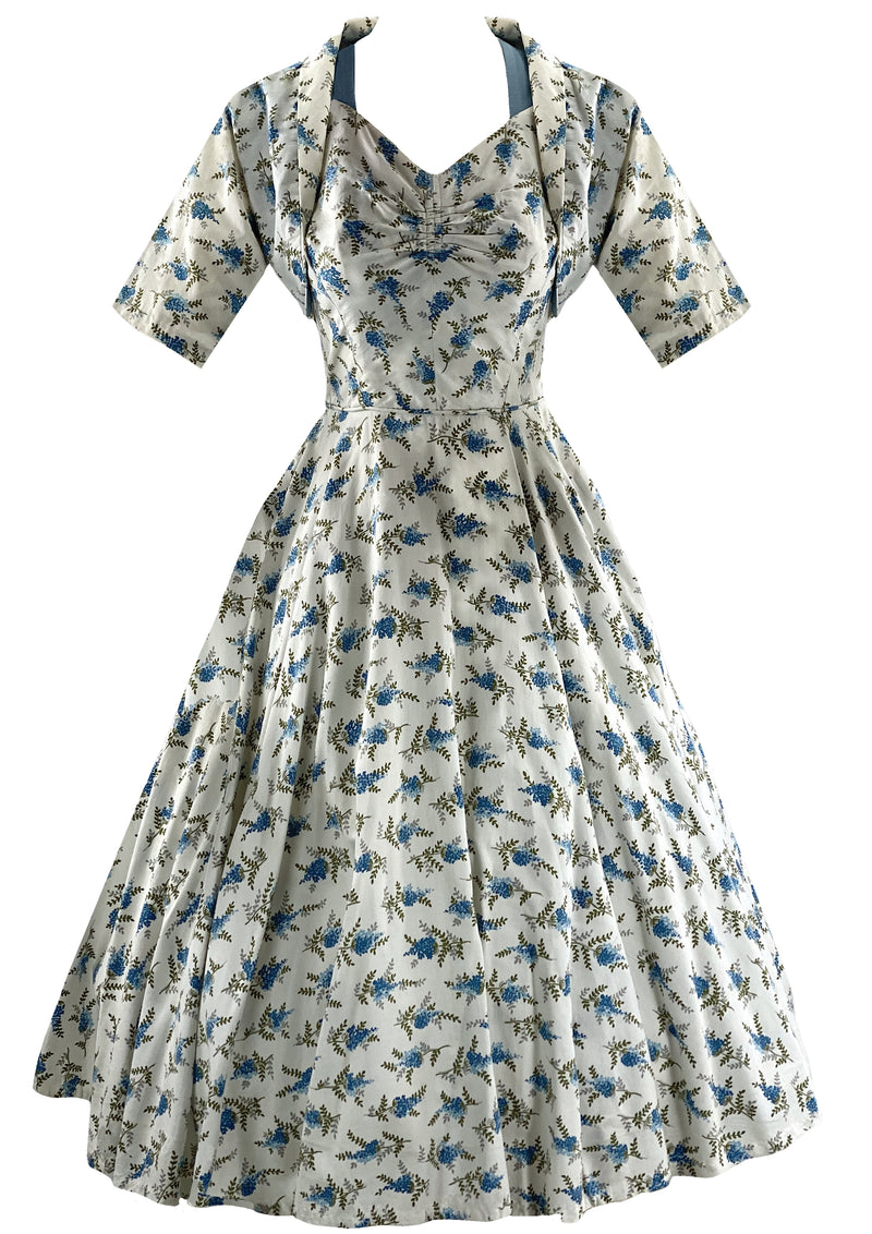 1950s Blue Delphinium Print Sundress Ensemble  - New!
