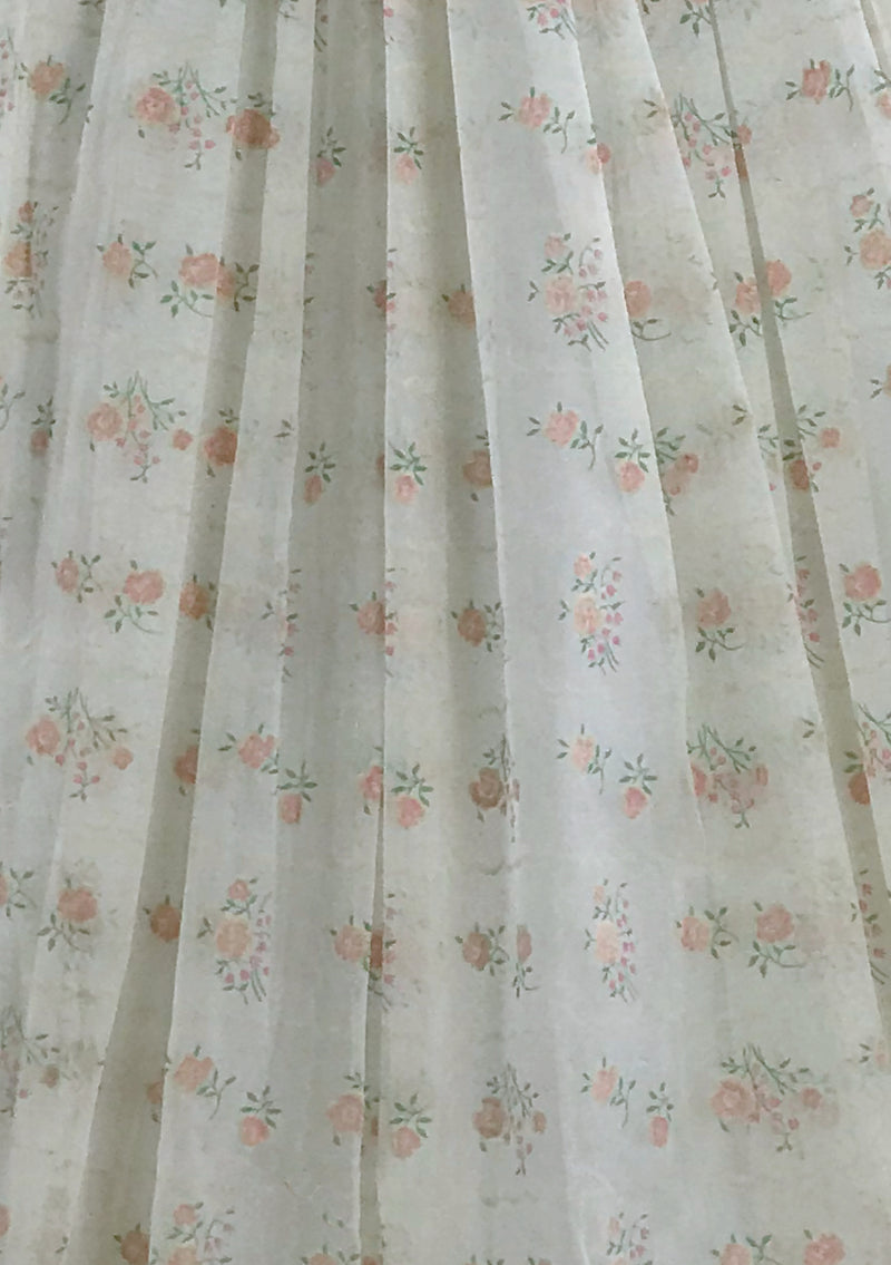Vintage 1950s Pink Rosebud Flocked Party Dress - New!