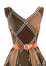 Early 1960s Geometric Cotton Print Day Dress - New!