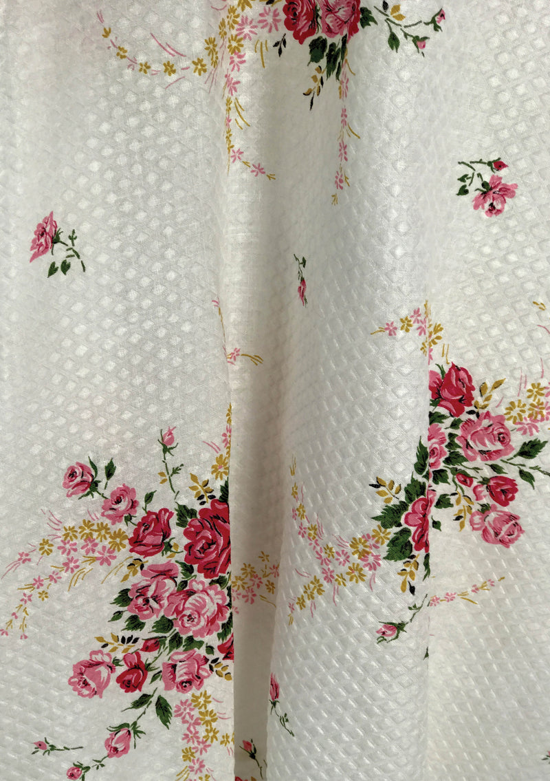 Vintage 1950s Pink Roses Bouquet Pique Dress  - New!