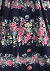 Vintage 1950s Floral Garland Navy Cotton Dress- New!