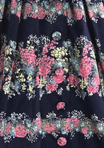 Vintage 1950s Floral Garland Navy Cotton Dress- New!