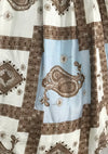 Amazing Silky 1950s Geometric Scarf Print Dress - New!