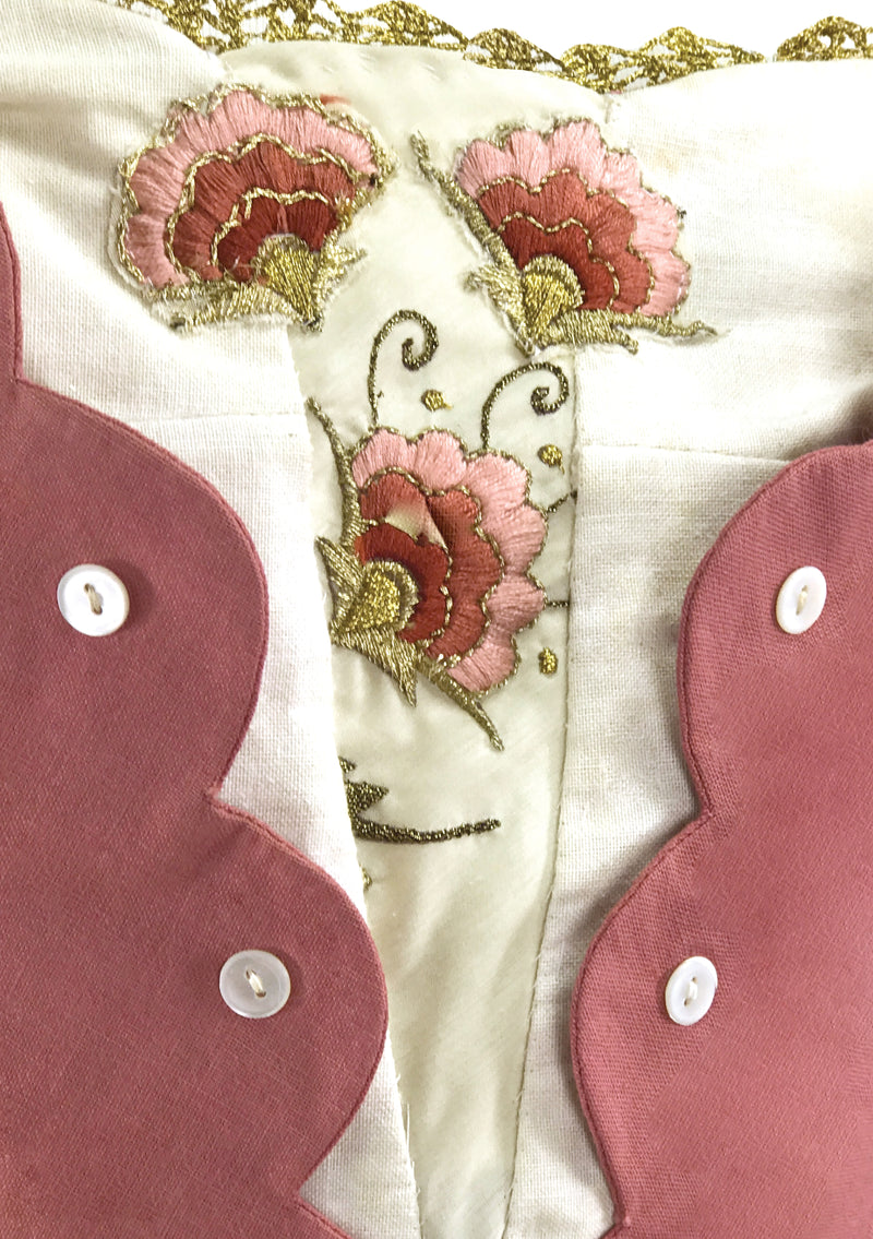 50s Rose Pink Dress Ensemble with Applique- New!