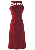 Vintage Early 1960s Red Velvet Birdcage Dress- New!