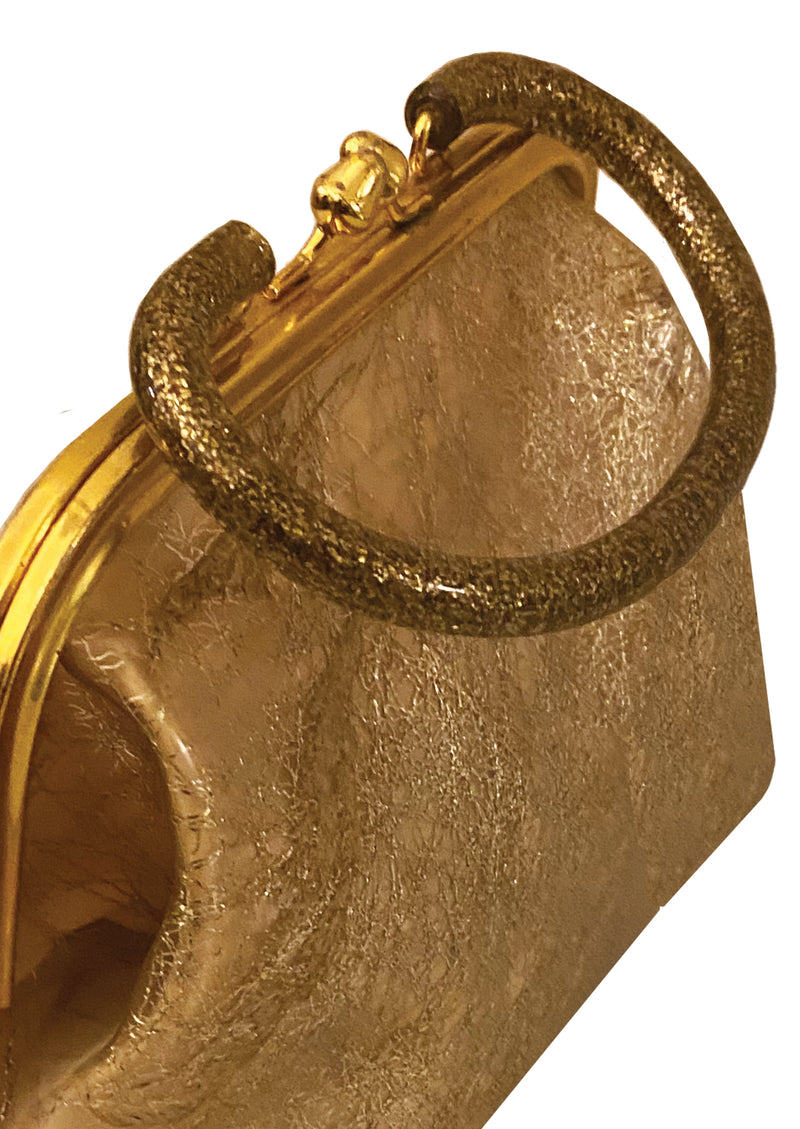 Late 1950s to Early 1960s Gold Glitter Vinyl Purse - NEW!