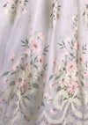 1950s Ivory and Pink Garland Flocked Party Dress - New!