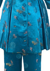 1950s Rose blue Brocade Hostess Pyjama Set- New!