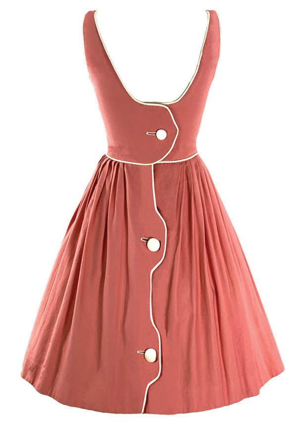 Early 1960s Coral Pink Cotton Dress- New!
