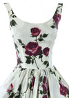 Stunning 1950s Sculptured Magenta Roses Cocktail Dress- New!