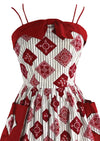 Lovely 1950s Ticking Stripe with Bandeau Squares Sundress- New!