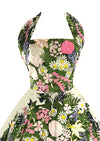 Vintage 1950s Floral Garden Halter Cotton Dress- New!
