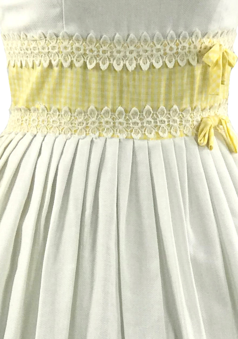 Deadstock 1950s Yellow and White Gingham Cotton Dress- New!