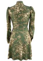 Vintage 1970s Olive Green Floral Mini Dress- NEW!