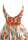 Vintage 1950s Gorgeous Orange Tulips Cotton Dress  - New!