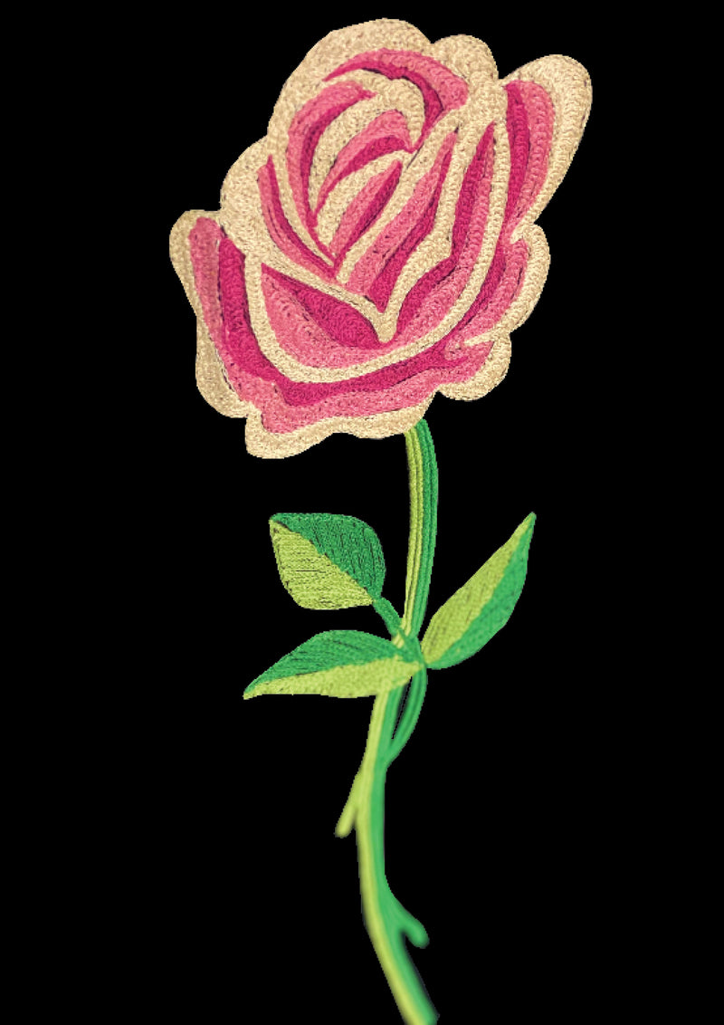 Vintage 1950s Black Cotton Velvet Rose Applique Slacks- New!