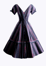 Beautiful 1950s Black, White & Red Striped New Look Dress - New!
