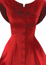 1950s Designer Red Silk Satin New Look Cocktail Dress New! ON HOLD