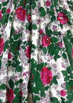 Knockout 1950s Magenta Roses Cotton Dress - New!