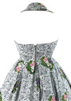Vintage 1950s Designer Floral Halter Cotton Dress- New!