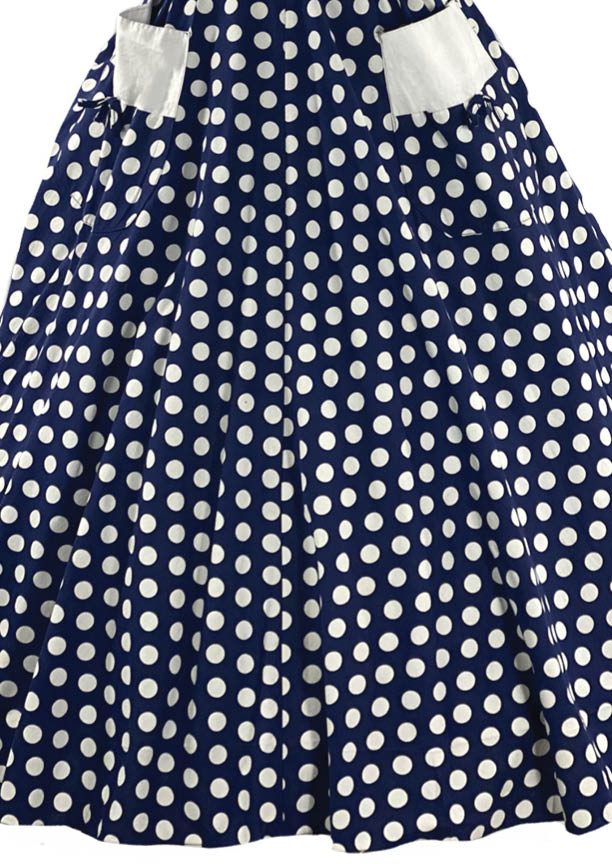 Striking 1950s Blue and White Polka Dot Cotton Dress- New!