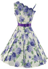 Vintage 1950's Designer Lilac Hydrangeas Cotton Dress  - New!