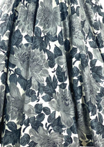 Stylish 1950s Strapless Gray Floral Cotton Cocktail Dress- New!